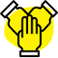 Icono de tres manos cogiéndose.